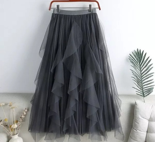 Jupe long tulle gris - jupe,