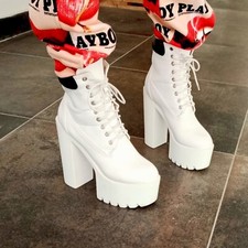 Bottines Femme Plateforme Blanche Taille 38 À Lacets - Chunky boots