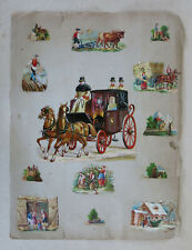 CHROMO ANCIEN, diligence, to the Opera, farmer, planche découpis, DECOUPIS .