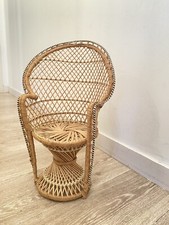 Ancien FAUTEUIL en Rotin pour poupée style EMMANUELLE Bambou Osier Poupon 