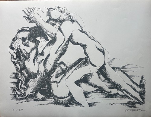 Original lithograph the fight - original,