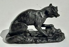 Sculpture animalière en fonte - Renard avec oiseau de proie- fin 19ème