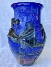 GRAND VASE  EN VERRE SOUFFLE J CLAUDE NOVARO 1998 34 CM !!