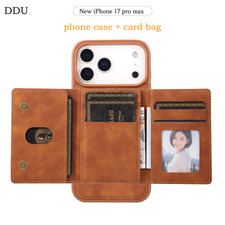 DDU Étui Portefeuille en Cuir pour iPhone 17 Pro Max, Coque de Protection