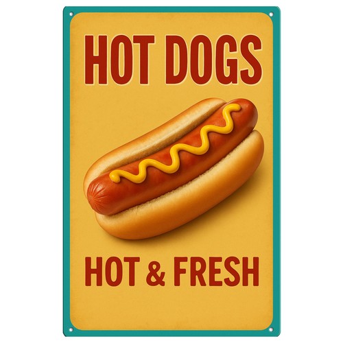 Plaque tôle hot dog - plaque, en