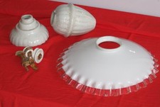   Lustre Monte Et Baisse Ancien Porcelaine Blanche 