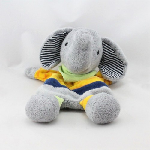 Doudou plat éléphant gris
