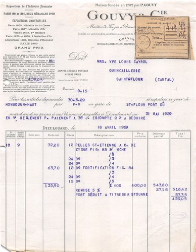 Facture 1929 maitres - 1929,