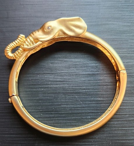 Goldtone elephant bangle - elephant,