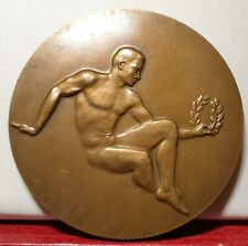 XXL STADIUM GAMES FRENCH ART BRONZE MEDAL NUDE MALE 81mm by Bouret