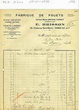 Paris X ème 45 Fbg St Martin - Fabrique de Fouets - Laisses Colliers  11/04/1936