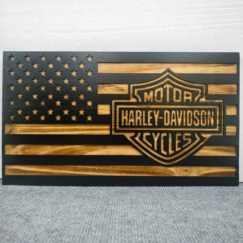 Drapeau bois harley - drapeau,