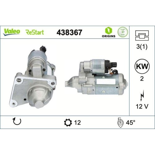 Démarreur valeo 438367 - démarreur,