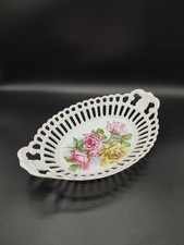 Corbeille à fruit, Centre de table, Porcelaine, Dentelle, Décor floral