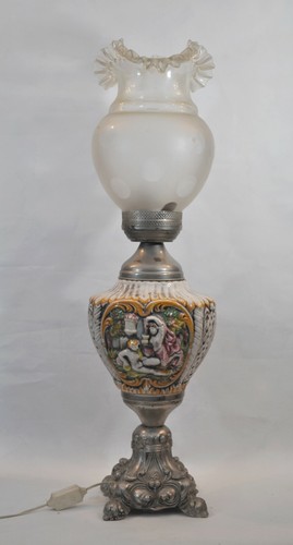 Ancienne lampe faïence - ancienne, en
