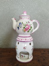 Tisanière Veilleuse, Décor Florale, Faience De Clamecy, 24cm Sur 9cm, 596g