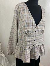 Blouse beige à carreaux manches longues Véro Moda