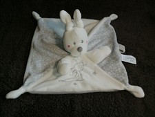 doudou plat lapin blanc gris
