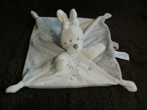 Doudou plat lapin blanc - lapin,