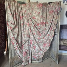 Antique French Furnishing Red & Grey  Fabric Panel