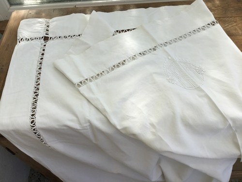 Linge ancien drap - , blanc
