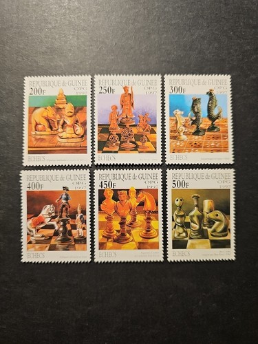 Timbre guinée échecs pièces - timbre,