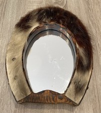 ? ? Miroir Fer À Cheval ancien Vintage 1970 en Peau De Vache en état 1,045 kg