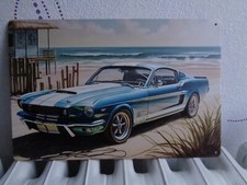 TOLE METAL MUSTANG CAMARO BLEU