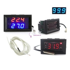 Blue Red W1218 Thermostat DC 12V+3-Digit NTC Probe Controller Replace W1209WK