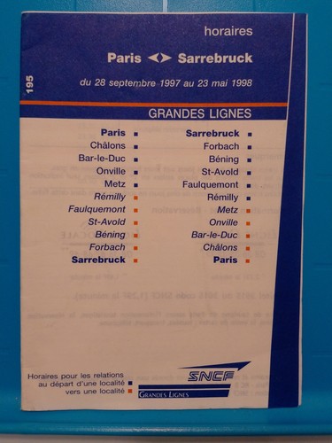 Horaires paris sarrebruck - horaires,