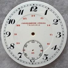 Cadran émaillé ancien montre gousset 43 mm CHRONOMÈTRE STELLA TRINACRIA France