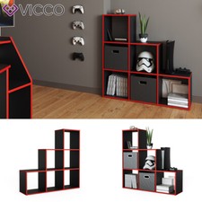 Étagère d'escalier Meuble de séparation Étagère à marches noir rouge Vicco