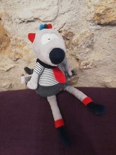 Doudou Peluche Sauthon Loup Mister Bouh Gris Rouge Bleu Étoile musical 