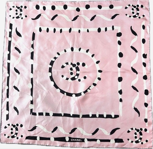 Foulard soie chanel rose - foulard,