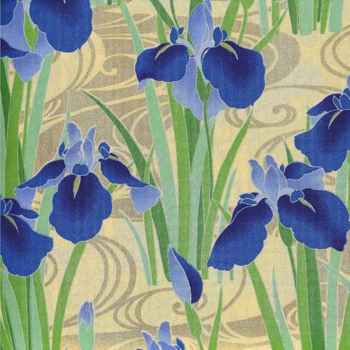 Tissu japonais grand iris - tissu,