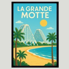 Affiche Poster mural LA GRANDE MOTTE Taille A3 ou A4 Sans Cadre