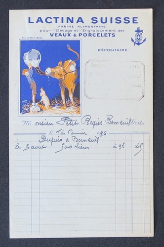 Facture 1936 lactina - facture, suisse
