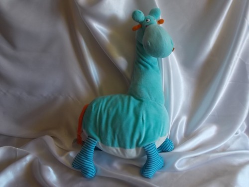 Doudou girafe turquoise