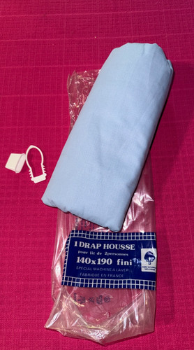 Drap housse pur coton - , bleu
