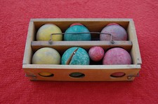 jeu de boules en bois ancien -
