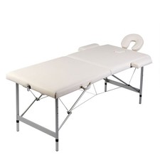 Table de Massage Pliante Lit de massage 2 Zones Crème Cadre Aluminium Sac vidaXL
