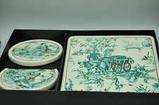 Ancien coffret de dessous de plat et de bouteilles LONGWY "Les Saisons" 
