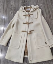 Off-white wool long coat with duffle coat