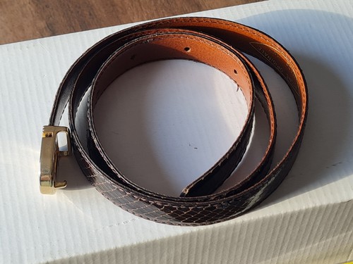 Ceinture cuir python marron - cuir,