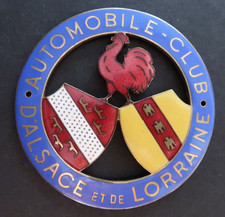 Badge de Calandre Automobile Club d'Alsace et de Lorraine émaillé Parfait Etat