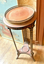 Table D’appoint Acajou, Bronze, Laiton , Pieds À Double Colonnes 