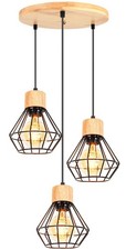 3 Lampes Lustre Suspension Industrielle Luminaire Suspension E27 Vintage Méta...