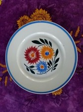 Assiette Plate KG Lunéville Modèle Rustique Décor Floral Peint à la Main 22,5cm