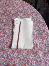 Antique French Hand Towel Red Stripe 22x36” Linen Kitchen Cotton Monogram BC