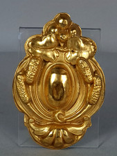 Ancien cache crochet de tableau laiton repoussé belle dorure d'origine C579